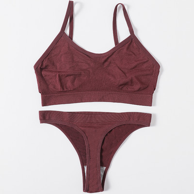 Sieviešu krūštura un biksīšu komplekts bezšuvju krūštura augšdaļas apakšveļa sieviešu seksīga apakšveļas komplekts rievotas bralette Crop Top fitnesa krūšturis