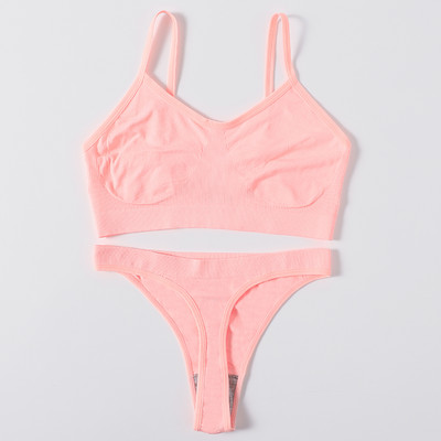 Sieviešu krūštura un biksīšu komplekts bezšuvju krūštura augšdaļas apakšveļa sieviešu seksīga apakšveļas komplekts rievotas bralette Crop Top fitnesa krūšturis