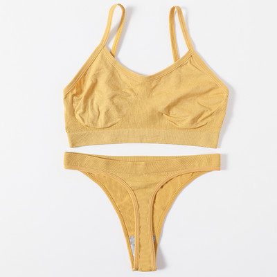 Sieviešu krūštura un biksīšu komplekts bezšuvju krūštura augšdaļas apakšveļa sieviešu seksīga apakšveļas komplekts rievotas bralette Crop Top fitnesa krūšturis