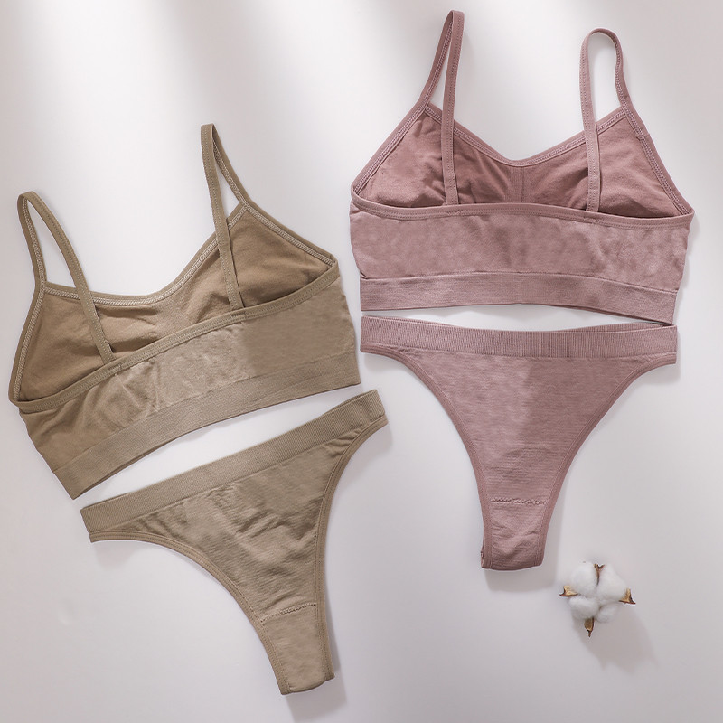 Sieviešu krūštura un biksīšu komplekts bezšuvju krūštura augšdaļas apakšveļa sieviešu seksīga apakšveļas komplekts rievotas bralette Crop Top fitnesa krūšturis