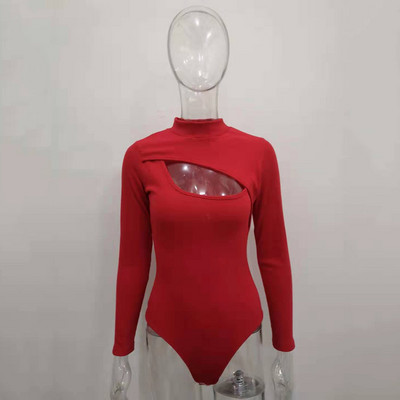 Body cu mânecă lungă pentru femei YiDuo Topuri elastice Bodycon, negru, subțire, haine de club, salopete sexy de iarnă, îmbrăcăminte de stradă scobită