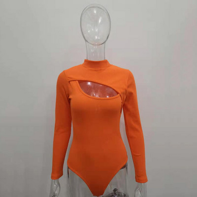 Body cu mânecă lungă pentru femei YiDuo Topuri elastice Bodycon, negru, subțire, haine de club, salopete sexy de iarnă, îmbrăcăminte de stradă scobită