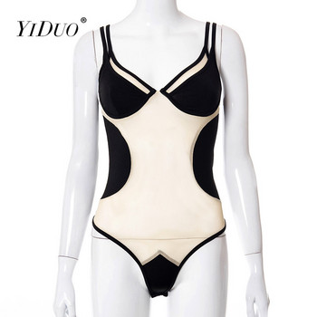 YiDuo Y2K Fashion Σέξι συνονθύλευμα λεπτό κορμάκι Hot γυναικείο σπαγγέτι με λουράκι για πάρτι Clubwear Γυναικεία δικτυωτά μαύρα κορμάκια 2022