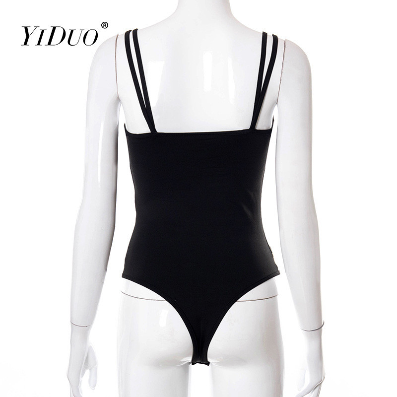 YiDuo Y2K Fashion Sexy Patchwork Slim Body Hot femei cu bretele spaghetti Party Clubwear Femeie plasă Body negru 2022