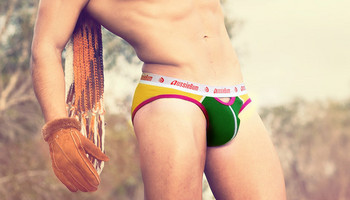 AUSSIEBUM мъжки бански костюми с каишки удобни кухи мъжки модни слипове с драпиране на едро