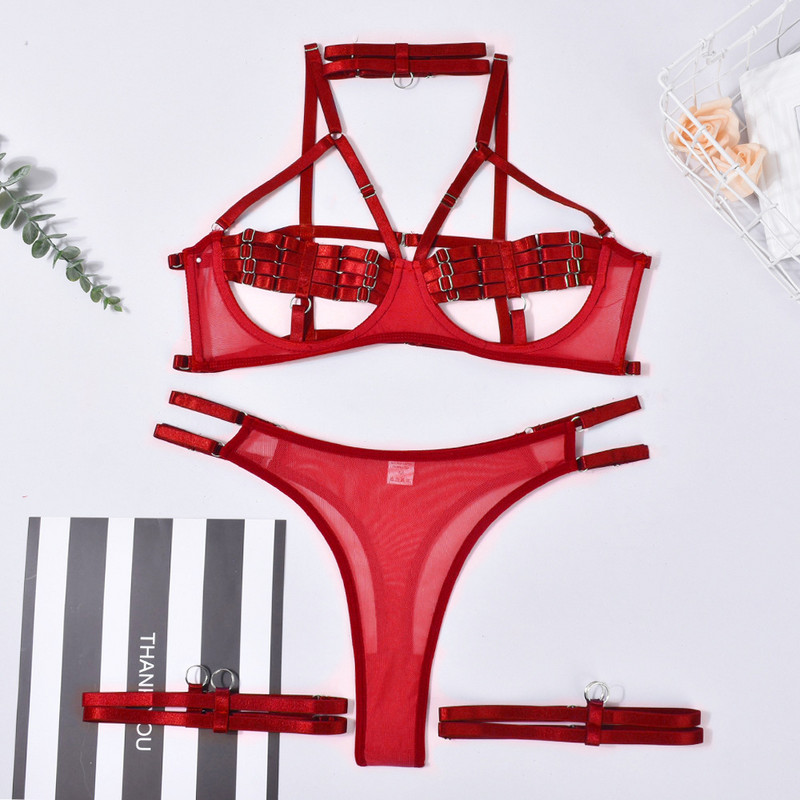 Σέξι εσώρουχα MeiKeDai Γυμνές γυναίκες χωρίς λογοκρισία Σέξι κοστούμι 3 τεμαχίων κούφιο εσώρουχο Αισθησιακά ανοιχτά σουτιέν χωρίς λογοκρισία