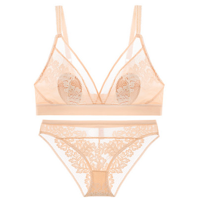 Σουτιέν No Steel Ring Women Gather The Breasts French Triangle Cup σέξι ροζ δαντέλα Εξαιρετικά λεπτό σουτιέν 4 διαθέσιμα χρώματα