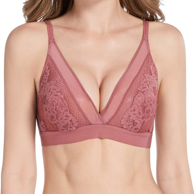 Σουτιέν No Steel Ring Women Gather The Breasts French Triangle Cup σέξι ροζ δαντέλα Εξαιρετικά λεπτό σουτιέν 4 διαθέσιμα χρώματα