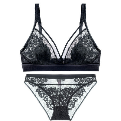 Σουτιέν No Steel Ring Women Gather The Breasts French Triangle Cup σέξι ροζ δαντέλα Εξαιρετικά λεπτό σουτιέν 4 διαθέσιμα χρώματα