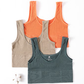 Γυναικείες μπλούζες Tank Top Γυναικεία καλοκαιρινή λευκή Crop Top Cami Εσώρουχα χωρίς ραφές με σέσουλα λαιμόκοψη με ραβδώσεις Basic Tanks Σέξι εσώρουχα καμιζόλα