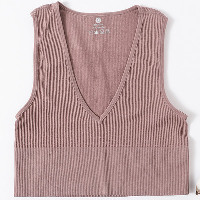 Top Crop Top pentru femei Sexy Lenjerie de corp fără cusături Tank Top Fete Tricou Cami de vară Lenjerie în V adânc sexy Camolă sport