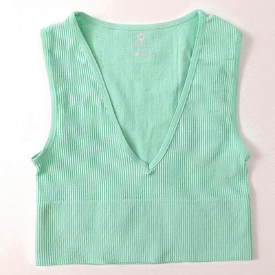 Top Crop Top pentru femei Sexy Lenjerie de corp fără cusături Tank Top Fete Tricou Cami de vară Lenjerie în V adânc sexy Camolă sport