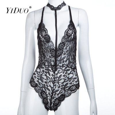 YiDuo mežģīņu caurspīdīgs sieviešu bodijs, seksīgs ar spageti siksniņu bez atzveltnes, melns bodikons, vasaras bodiji sievietēm.