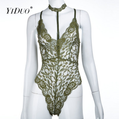 YiDuo mežģīņu caurspīdīgs sieviešu bodijs, seksīgs ar spageti siksniņu bez atzveltnes, melns bodikons, vasaras bodiji sievietēm.