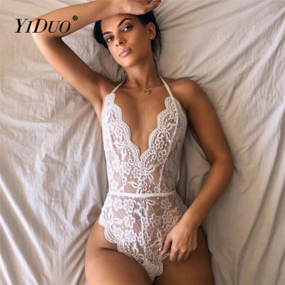 Body sexy YiDuo pentru femei, dantelă, cu decolteu în V adânc, bodycon, cu ochiuri transparente, subțire, fără spate, top de vară, îmbrăcăminte de stradă