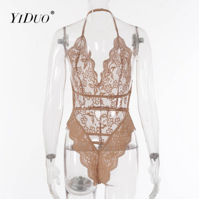 Body sexy YiDuo pentru femei, dantelă, cu decolteu în V adânc, bodycon, cu ochiuri transparente, subțire, fără spate, top de vară, îmbrăcăminte de stradă