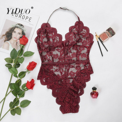 Body sexy YiDuo pentru femei, dantelă, cu decolteu în V adânc, bodycon, cu ochiuri transparente, subțire, fără spate, top de vară, îmbrăcăminte de stradă