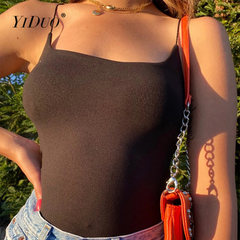 YiDuo Μαύρο Skinny Σπαγγέτι με λουράκι U-Neck Γυναικείο Rompers Σέξι φόρμες παραλίας 2022 Καλοκαιρινό κορμάκι Λευκό κορμάκι Streetwear
