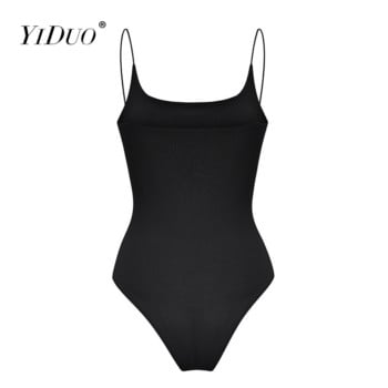 YiDuo Μαύρο Skinny Σπαγγέτι με λουράκι U-Neck Γυναικείο Rompers Σέξι φόρμες παραλίας 2022 Καλοκαιρινό κορμάκι Λευκό κορμάκι Streetwear