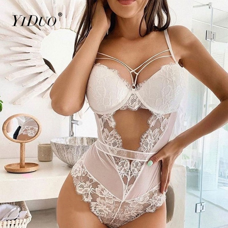 YiDuo Must Valge Punane Body Naiste Seksikas Body Skinny Top seljata lilleline pits Bods Naiste Undertraat võrk Body Kostüüm