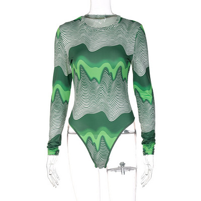 YiDuo digitaaltrükiga pikkade varrukatega ja kaelusega seksikas body, talvine naiste jõulupidu, klubi Bodycon Rompers õhukesed ülikonnatopid 2021