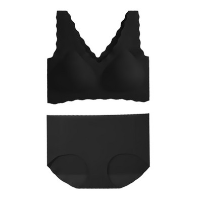 Set sutien fără sudură pentru femei, cu decolteu în V, fără fir, slip, costum, lenjerie intimă, moale, confortabilă, set de lenjerie de corp Push Up pentru femei