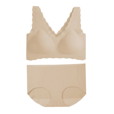 Set sutien fără sudură pentru femei, cu decolteu în V, fără fir, slip, costum, lenjerie intimă, moale, confortabilă, set de lenjerie de corp Push Up pentru femei