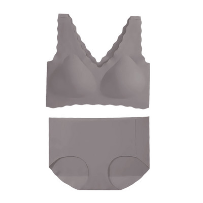 Set sutien fără sudură pentru femei, cu decolteu în V, fără fir, slip, costum, lenjerie intimă, moale, confortabilă, set de lenjerie de corp Push Up pentru femei