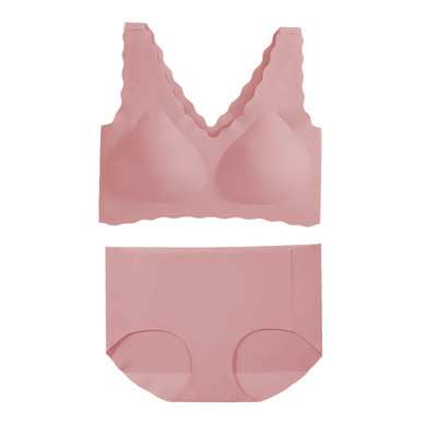 Set sutien fără sudură pentru femei, cu decolteu în V, fără fir, slip, costum, lenjerie intimă, moale, confortabilă, set de lenjerie de corp Push Up pentru femei