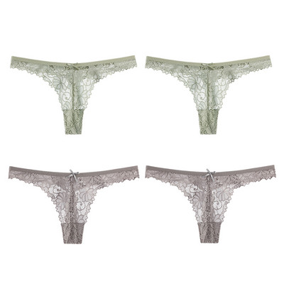 Seksikad pitsist aluspüksid madala vöökohaga puuvillane mood naiste õõnsad tikitud naiste stringid pits hingav aluspesu pesu 4tk/partii
