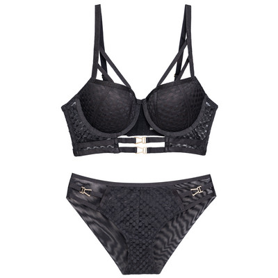 Seksikas sukapaela pesukomplekt, kahe-/kolmeosaline rinnahoidja sukahoidja aluspüksid, moeülikond Naiste Push Up 3/4 tassiga aluspesu naistele