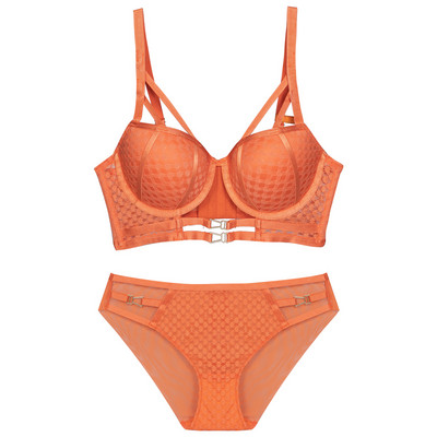 Seksikas sukapaela pesukomplekt, kahe-/kolmeosaline rinnahoidja sukahoidja aluspüksid, moeülikond Naiste Push Up 3/4 tassiga aluspesu naistele