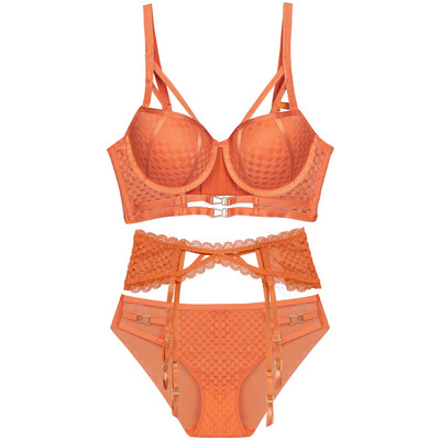 Seksikas sukapaela pesukomplekt, kahe-/kolmeosaline rinnahoidja sukahoidja aluspüksid, moeülikond Naiste Push Up 3/4 tassiga aluspesu naistele