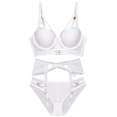 Seksikas sukapaela pesukomplekt, kahe-/kolmeosaline rinnahoidja sukahoidja aluspüksid, moeülikond Naiste Push Up 3/4 tassiga aluspesu naistele