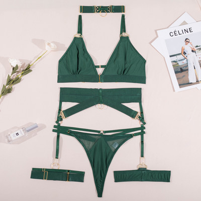 Ellolace Fancy Lenjerie Costum Femeie Sexy Lenjerie delicată Set sutien și chiloți din dantelă de lux Femeie goală fără cenzură