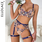 Ellolace Fancy εσώρουχα Floral εσώρουχα 5 τεμαχίων διαφανή δαντέλα intimate πολυτελείας Push Up Σετ εσώρουχα καλτσοδέτα Σέξι ρούχα