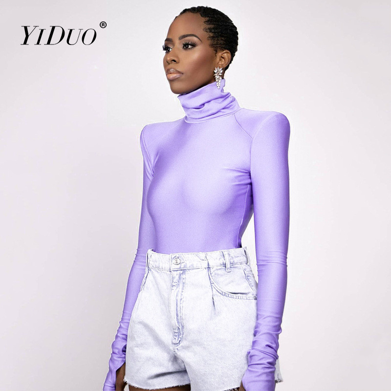 YiDuo 2022, primăvară, solid, de bază, cu talie înaltă, body body, top, negru, cu gât, body cu mânecă lungă, îmbrăcăminte de stradă