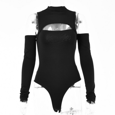 YiDuo modni seksi crni bodi ženski izrezani ženski kombinezoni bez leđa i spuštenih ramena, dugih rukava i kratkih rukava, ženski kombinezoni