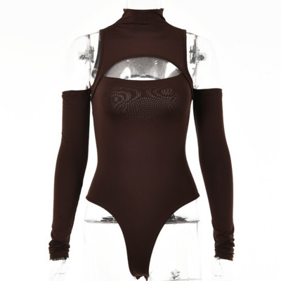 YiDuo modni seksi crni bodi ženski izrezani ženski kombinezoni bez leđa i spuštenih ramena, dugih rukava i kratkih rukava, ženski kombinezoni