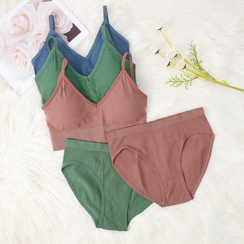 SALSPOR Sieviešu apakšveļas komplekts Bezšuvju krūšturis Seksīgi zema jostasvietas Biksītes Bez stieplēm Bralette Apakšveļa Krūšturis Kokvilnas Sieviešu komplekti