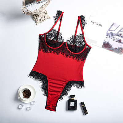 YiDuo Sexy Dantela Body Femei Bodycon Salopete Fără mâneci Volane Femei Body Top Transparent Patchwork Salopete Body Club