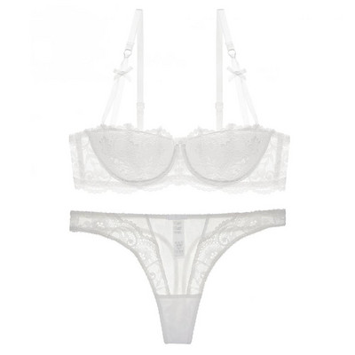 Varsbaby Sexy Dantela Floral Jumătate de Cupă Lenjerie Intima Subțire Aduna Sutien Femei+Thong 2Buc Seturi Lenjerie