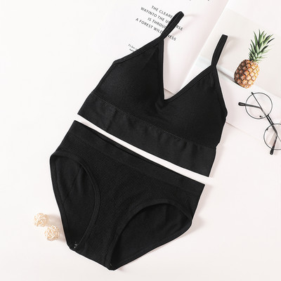 Set de chiloți sutien pentru femei Sutien fără sudură Slip decupat Cami Bralette Crop Top Sutiene Lenjerie sexy Sutien activ Set de lenjerie de corp sport