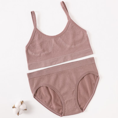 Set de chiloți sutien pentru femei Sutien fără sudură Slip decupat Cami Bralette Crop Top Sutiene Lenjerie sexy Sutien activ Set de lenjerie de corp sport