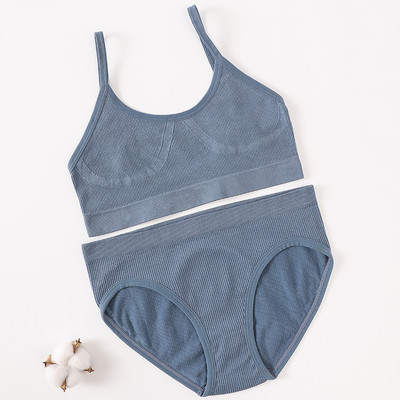 Set de chiloți sutien pentru femei Sutien fără sudură Slip decupat Cami Bralette Crop Top Sutiene Lenjerie sexy Sutien activ Set de lenjerie de corp sport