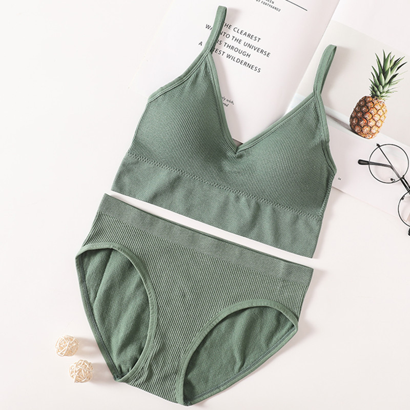 Set de chiloți sutien pentru femei Sutien fără sudură Slip decupat Cami Bralette Crop Top Sutiene Lenjerie sexy Sutien activ Set de lenjerie de corp sport