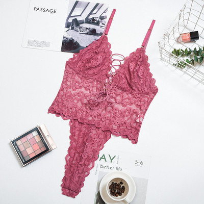 YiDuo Femei Dantela Babydoll Lenjerie Transparentă Bandaj Body Sexy Moda Streetwear Club Party Body Top Femeie Body Roz