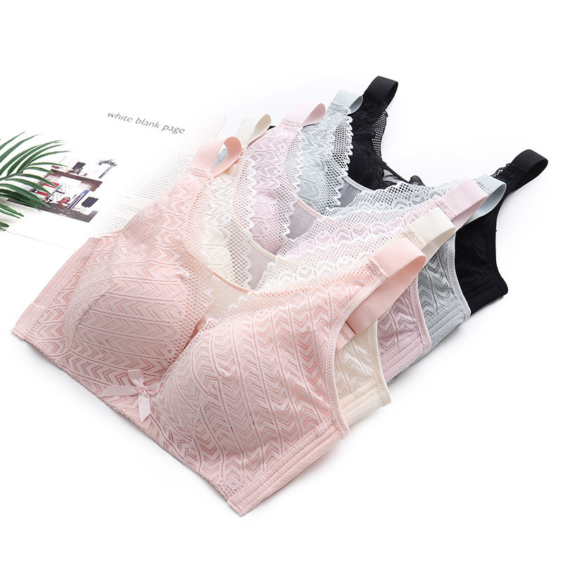 Sutiene din dantelă dulce mărime 46/105 pentru femei Sutien cu o cupă cu găuri Închidere la spate cu împingere în sus Lenjerie de corp confortabilă cu cupă plină ajustată