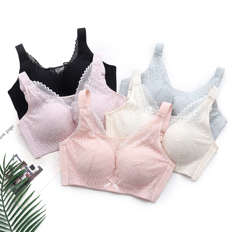 Sutiene din dantelă dulce mărime 46/105 pentru femei Sutien cu o cupă cu găuri Închidere la spate cu împingere în sus Lenjerie de corp confortabilă cu cupă plină ajustată