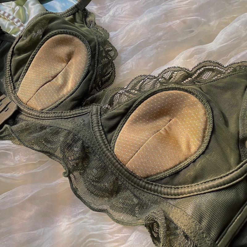 Lenjerie de lenjerie cu ceașcă de cristal ultra-subțire retro chiloți costum lenjerie de corp din catifea anti-loc sexy fără inel de oțel set de sutien confortabil